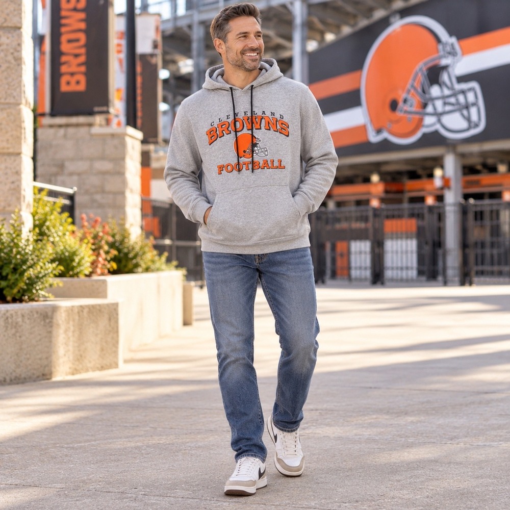 Vintage Y2K Reebok Cleveland Browns NFL Hoodie XL Oversized Gray Streetwear 00s